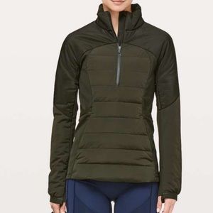 Lululemon Down For It All Pullover Dark Olive Size 8 Goose Down Light Puffer